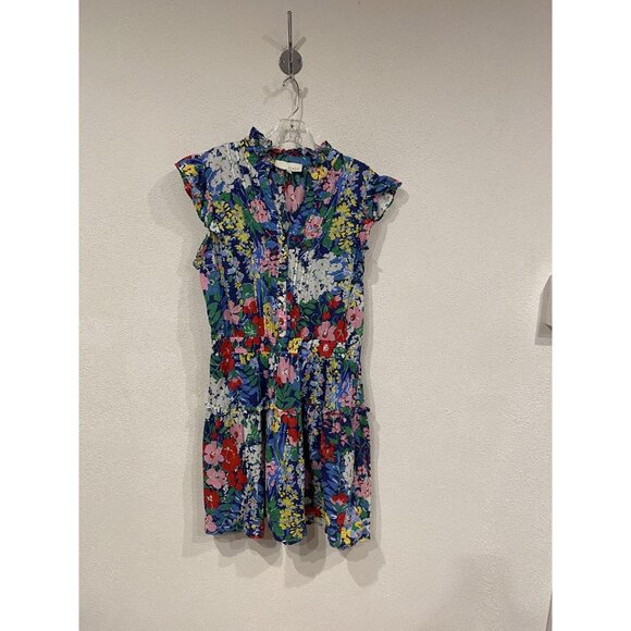 PINCH Dress Womens Large Multicolor Floral Flutter Sleeve Tiered Short Sundress - Picture 2 of 4